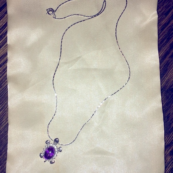 Genuine Amethyst and Diamond Necklace - Picture 2 of 7